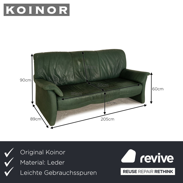 Koinor Leder Dreisitzer Grün Sofa Couch