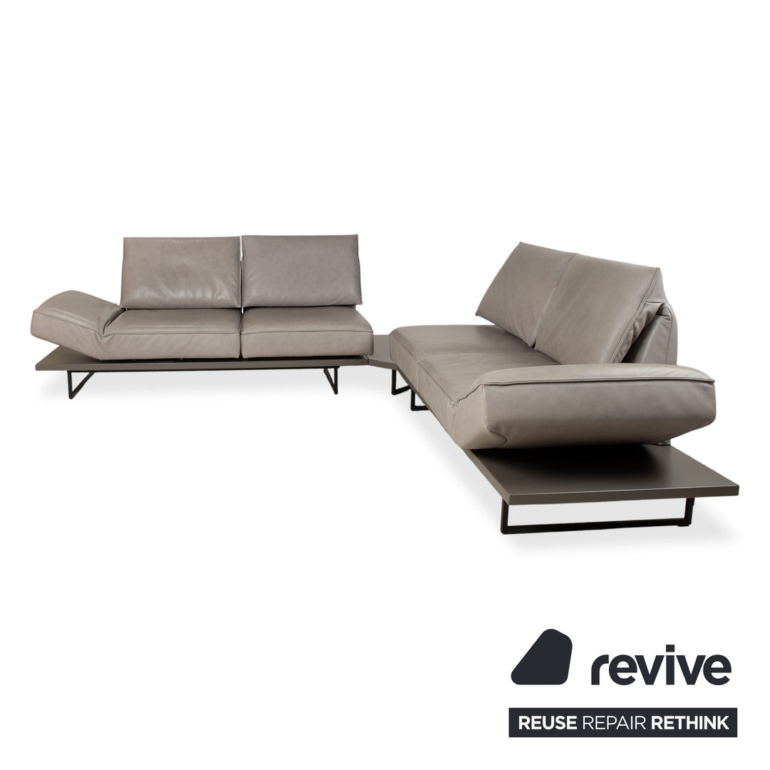Koinor Phoenix Leder Ecksofa Grau Taupe Greige manuelle Funktion Sofa Couch