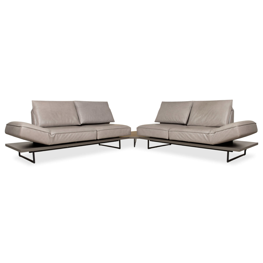 Koinor Phoenix Leder Ecksofa Grau Taupe Greige manuelle Funktion Sofa Couch