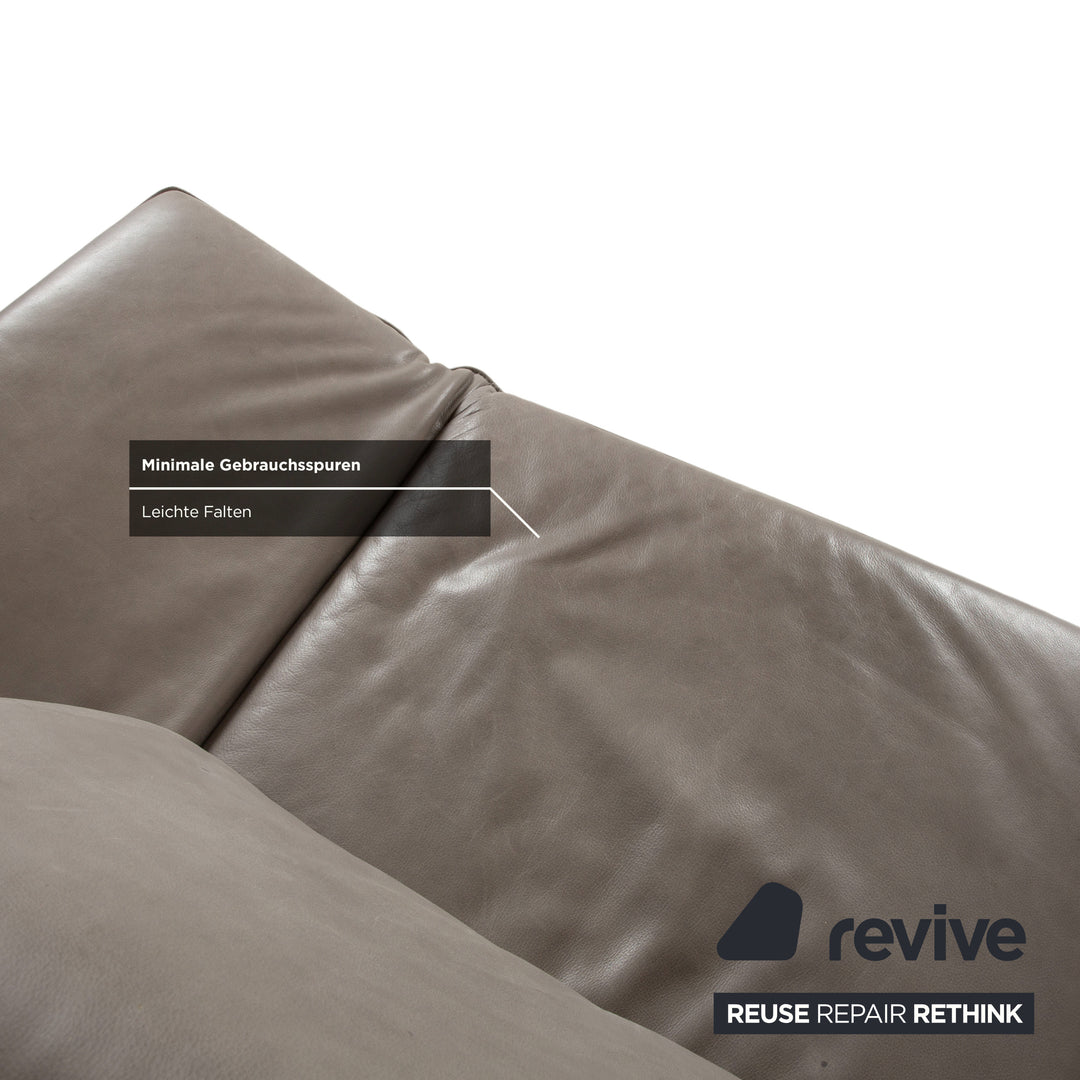 Koinor Phoenix Leder Ecksofa Grau Taupe Greige manuelle Funktion Sofa Couch