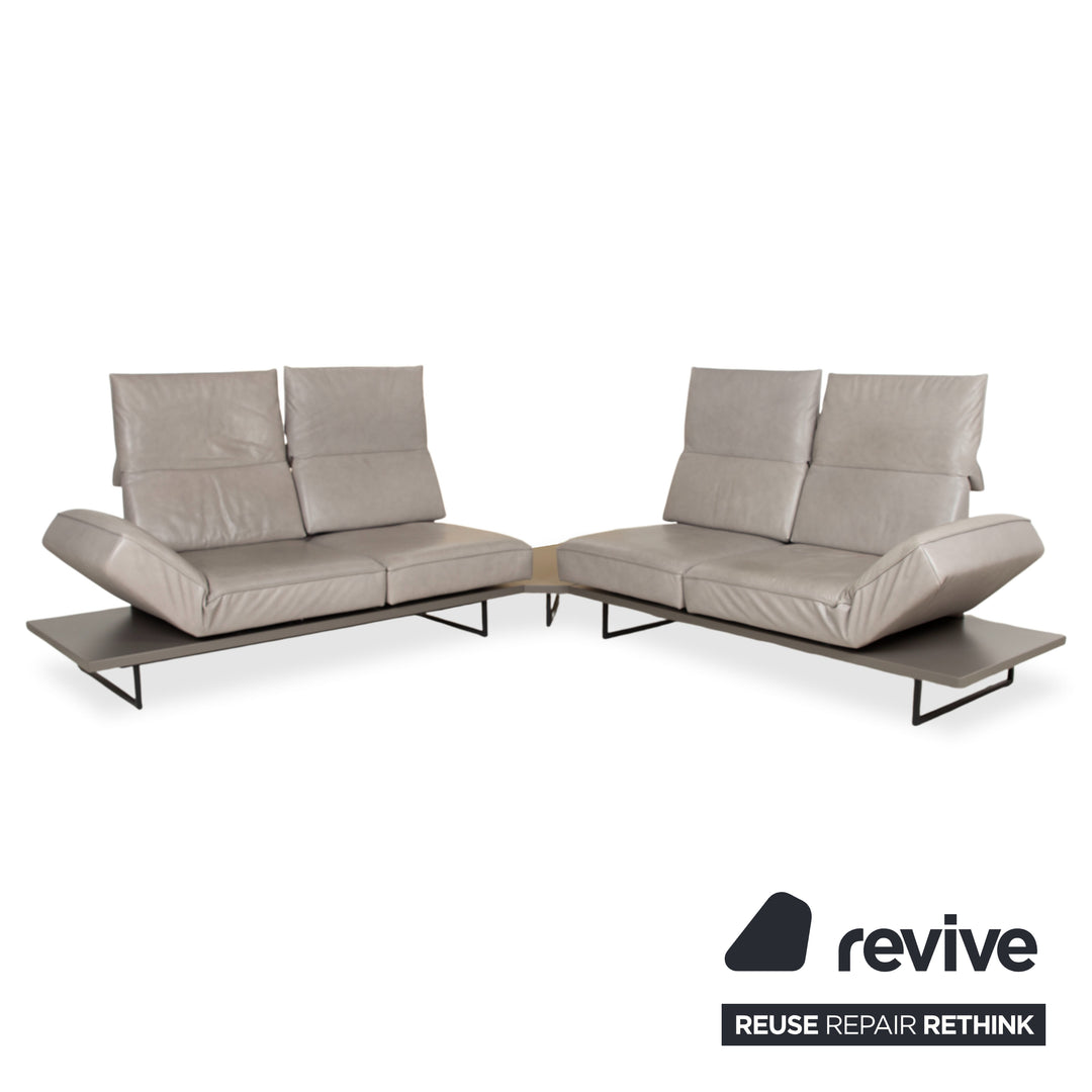 Koinor Phoenix Leder Ecksofa Grau Taupe Greige manuelle Funktion Sofa Couch