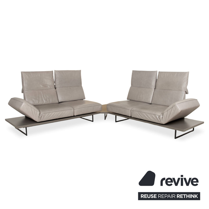 Koinor Phoenix Leder Ecksofa Grau Taupe Greige manuelle Funktion Sofa Couch