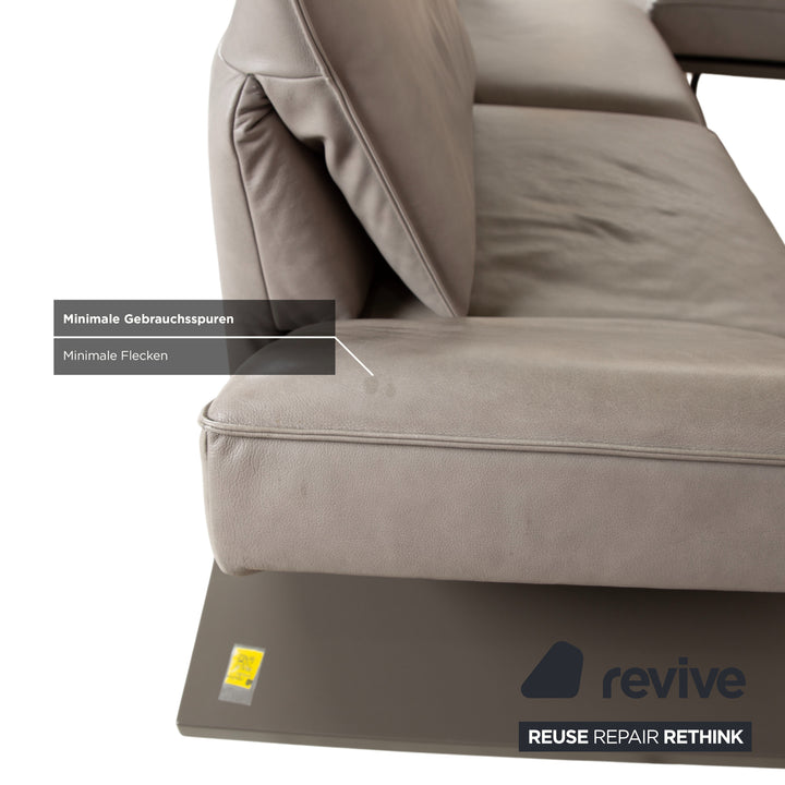 Koinor Phoenix Leder Ecksofa Grau Taupe Greige manuelle Funktion Sofa Couch