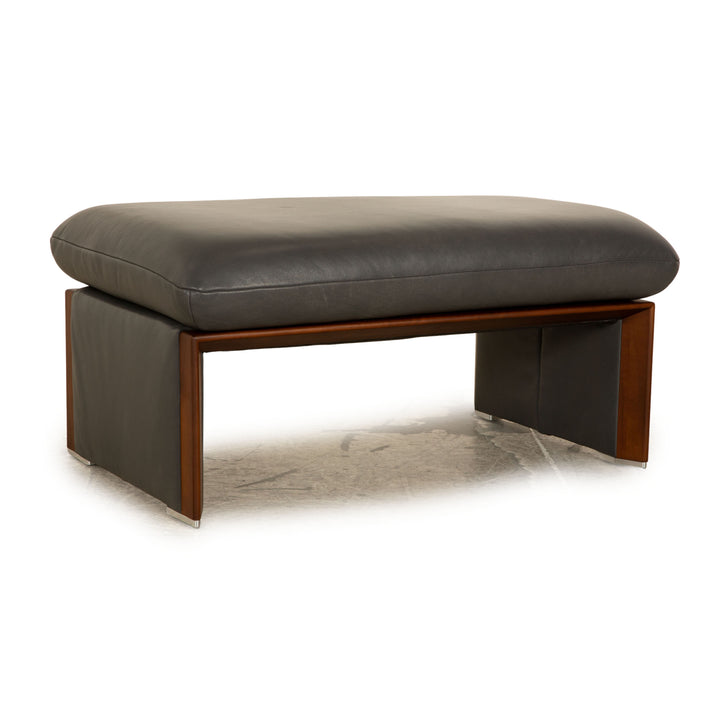 Koinor Raoul Leder Hocker Anthrazit Grau