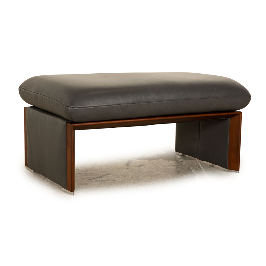 Koinor Raoul Leder Hocker Anthrazit Grau