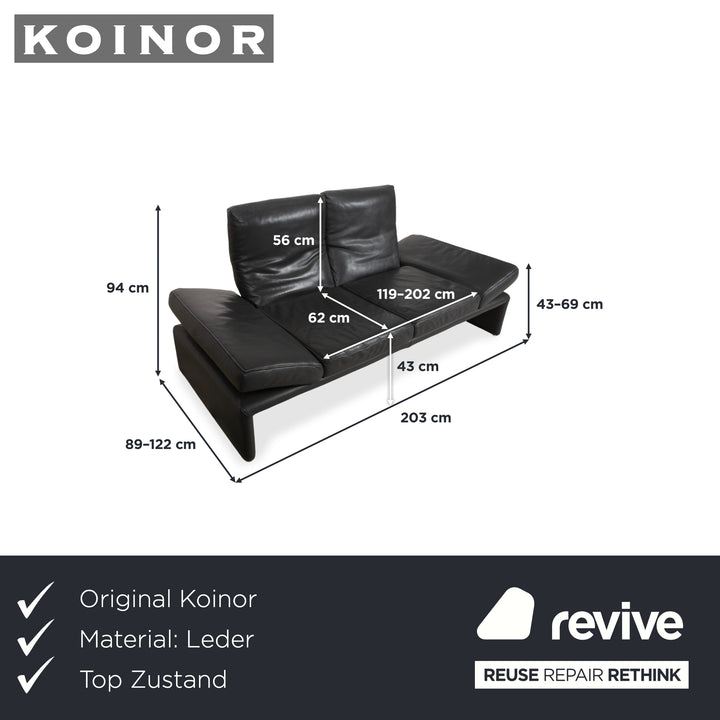 Koinor Raoul Zweisitzer Leder Sofa Grau manuelle Funktion Couch