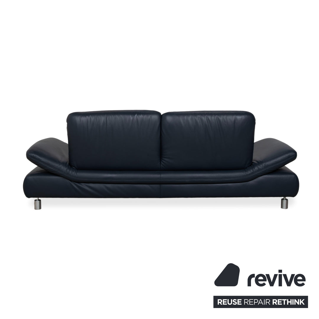 Koinor Rivoli Dreisitzer Leder Sofa Blau manuelle Funktion Couch