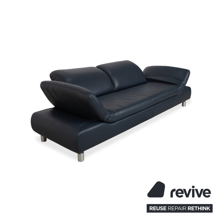 Koinor Rivoli Dreisitzer Leder Sofa Blau manuelle Funktion Couch
