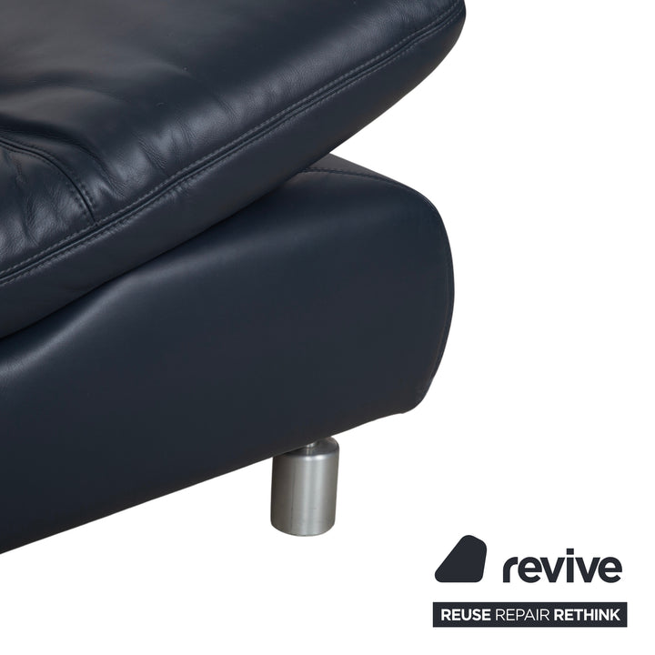 Koinor Rivoli Dreisitzer Leder Sofa Blau manuelle Funktion Couch