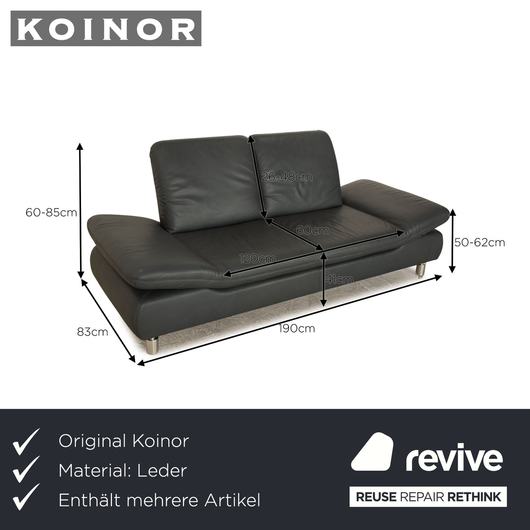 Koinor Rivoli ensemble de canapé en cuir bleu gris tabouret deux places fonction manuelle