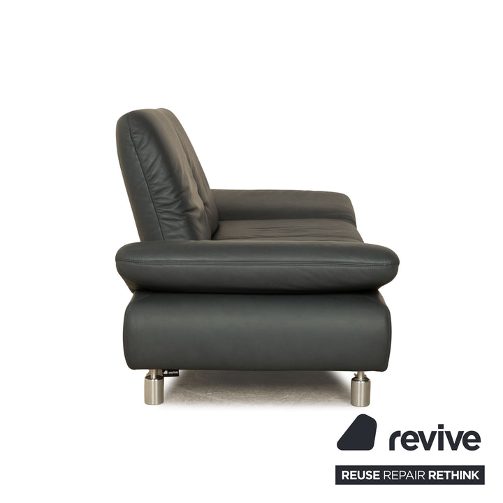 Koinor Rivoli ensemble de canapé en cuir bleu gris tabouret deux places fonction manuelle