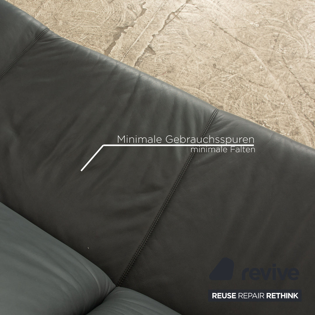 Koinor Rivoli ensemble de canapé en cuir bleu gris tabouret deux places fonction manuelle