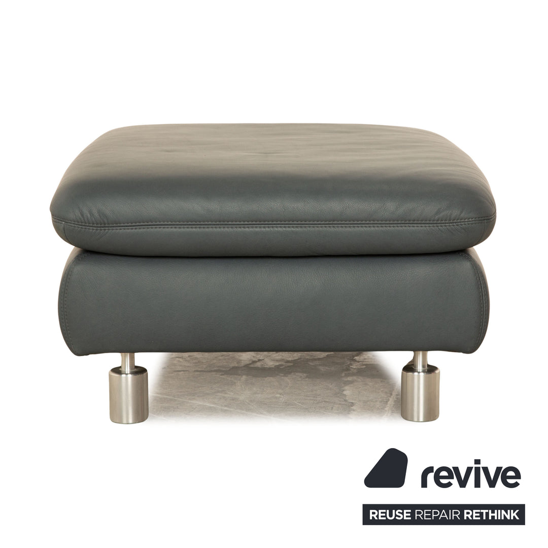 Koinor Rivoli ensemble de canapé en cuir bleu gris tabouret deux places fonction manuelle