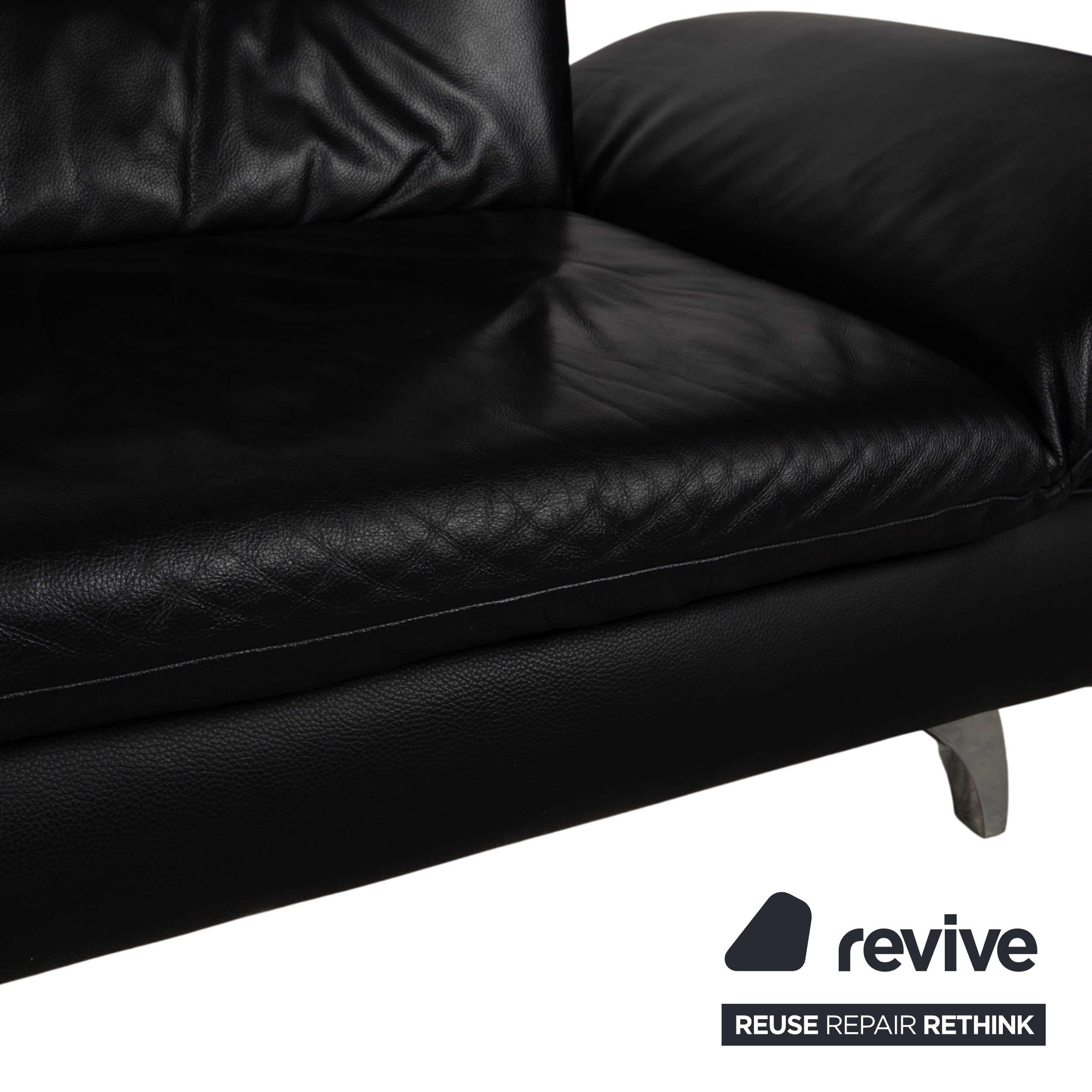 Koinor Ronaldo Leder Zweisitzer Schwarz manuelle Funktion Sofa Couch