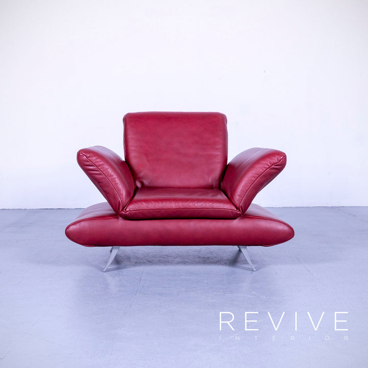 Koinor Rossini Designer Leather Armchair Red Single Seater Couch Function Real Leather #5283