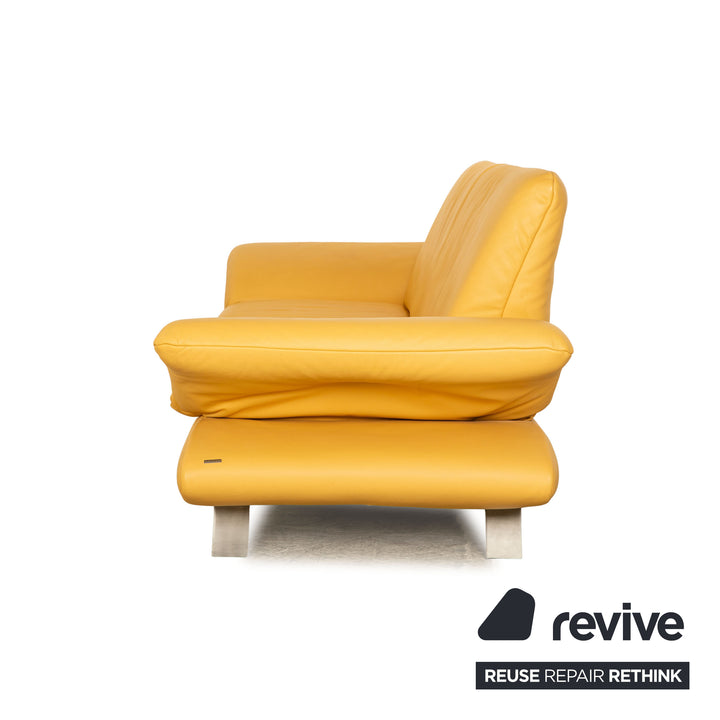 Koinor Rossini Canapé trois places en cuir jaune à fonction manuelle