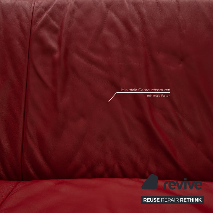 Koinor Rossini Leather Three Seater Red Sofa Couch