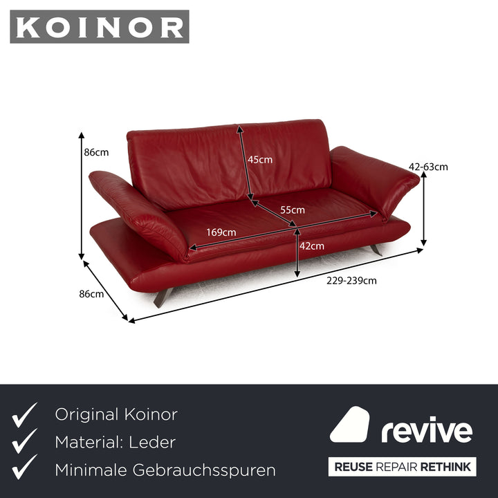 Koinor Rossini Leather Three Seater Red Sofa Couch