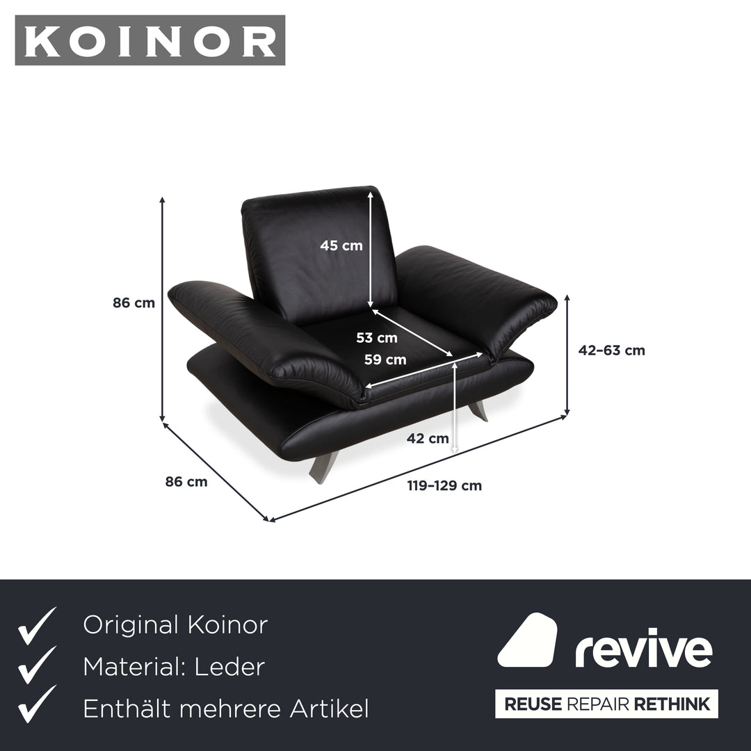 Koinor Rossini Leder Sessel Garnitur Schwarz manuelle Funktion