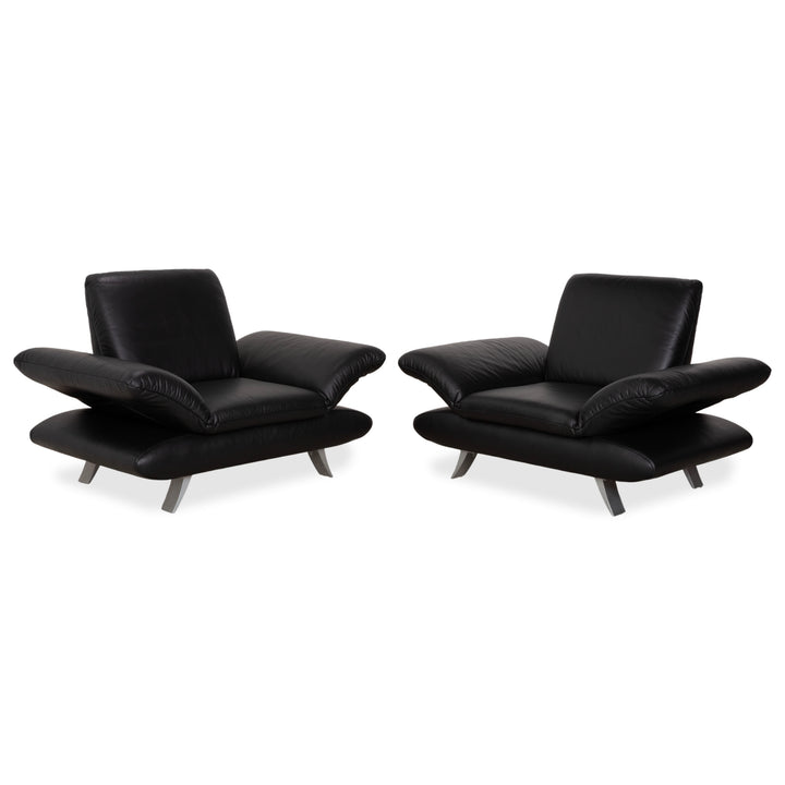 Koinor Rossini Leder Sessel Garnitur Schwarz manuelle Funktion