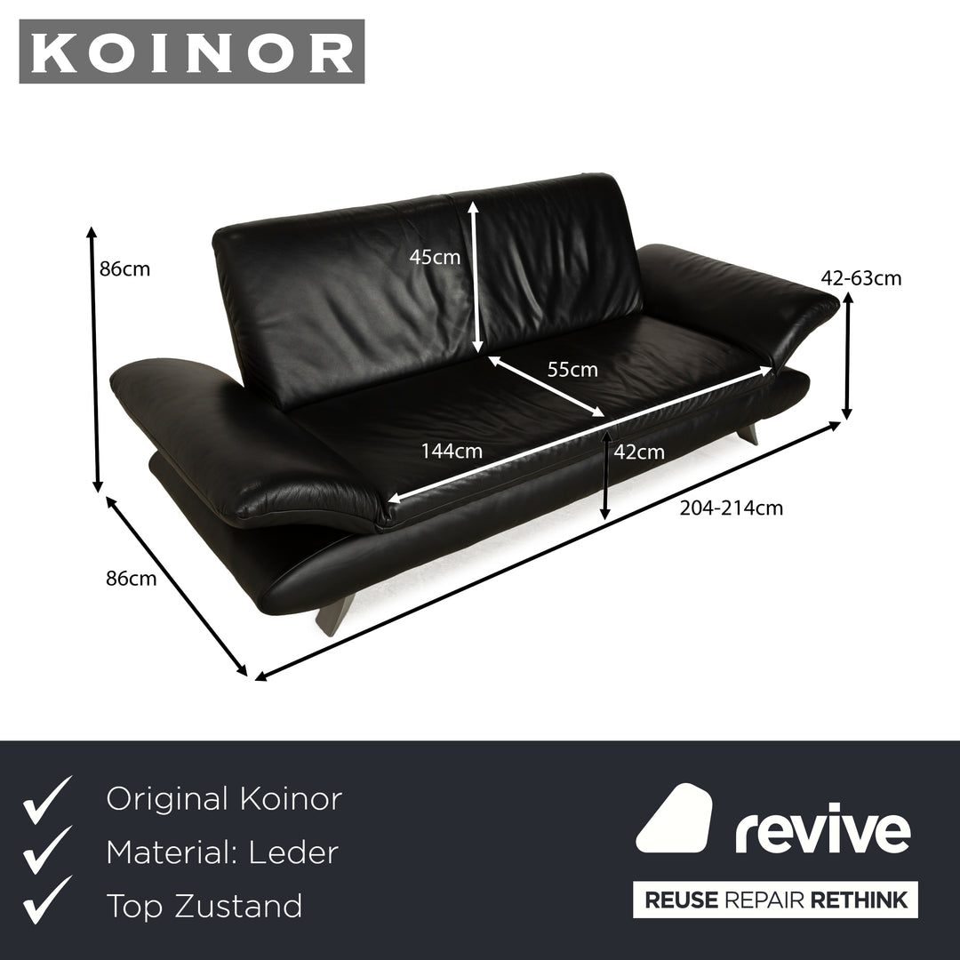 Koinor Rossini Canapé deux places en cuir noir Fonction canapé