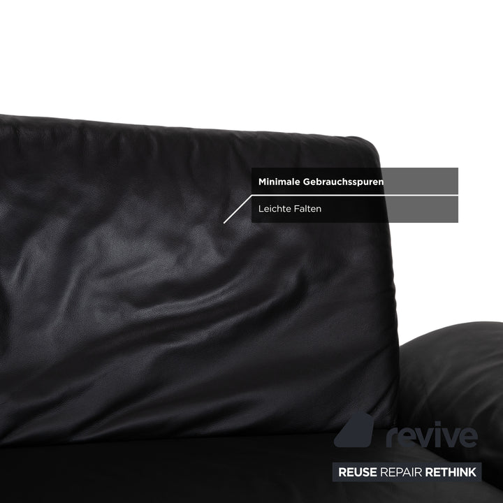 Koinor Rossini Zweisitzer Leder Sofa Schwarz Couch manuelle Funktion