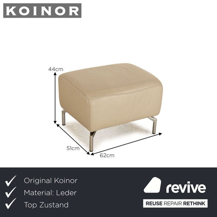 Koinor Vanda Leder Hocker Hellgrau Taupe