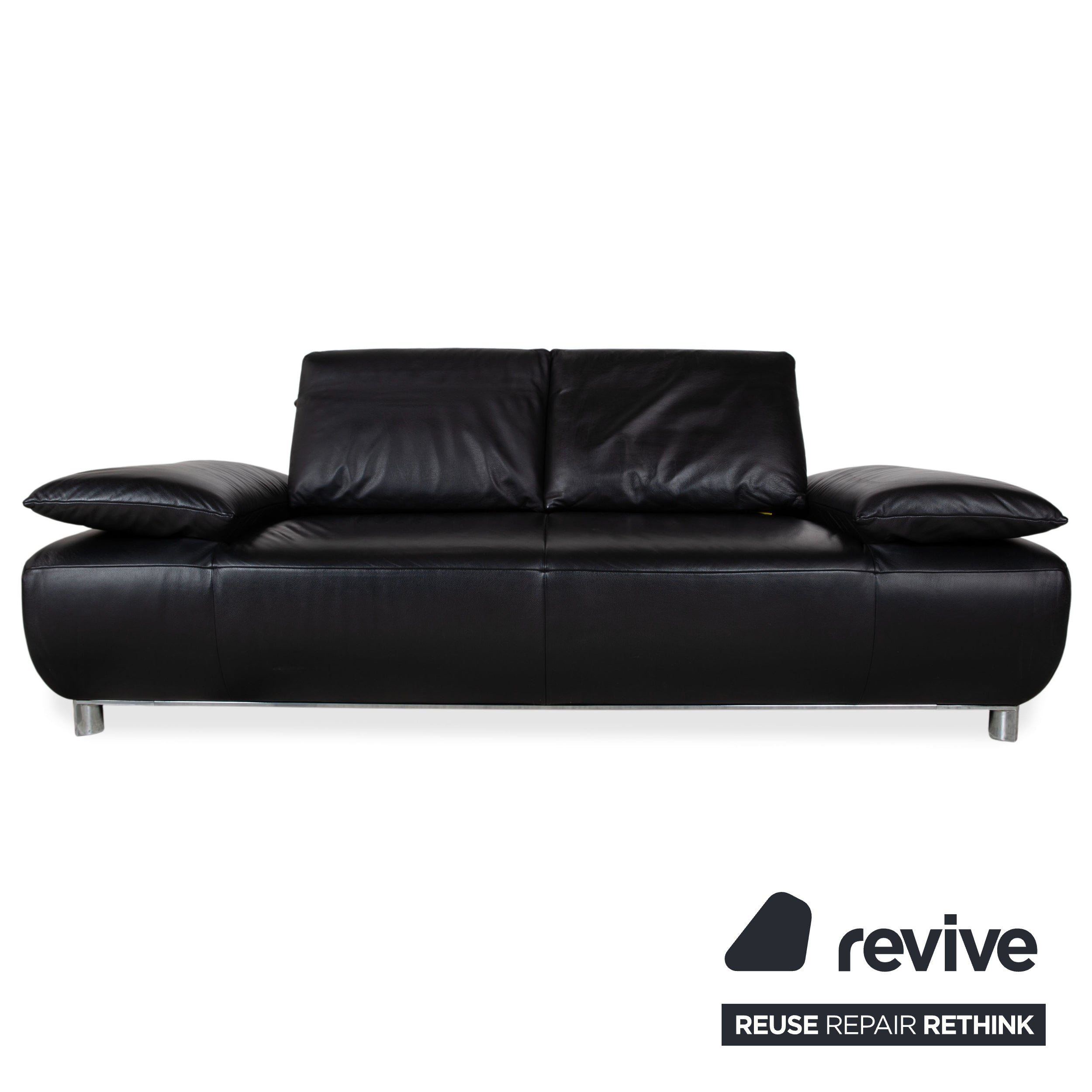 Koinor Volare Garnitur Leder Zweisitzer Dreisitzer Hocker Couchtisch Schwarz manuelle Funktion Sofa Couch