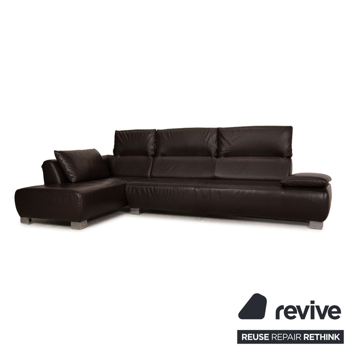 Koinor Volare canapé en cuir marron foncé canapé d'angle fonction canapé