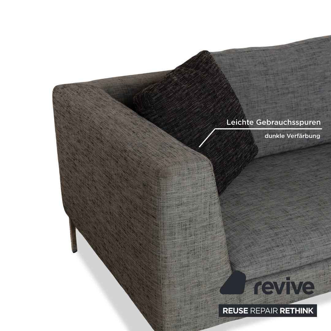 La Nouva Casa Liverpool Ecksofa Sofa Couch Stoff Grau Recamiere Rechts
