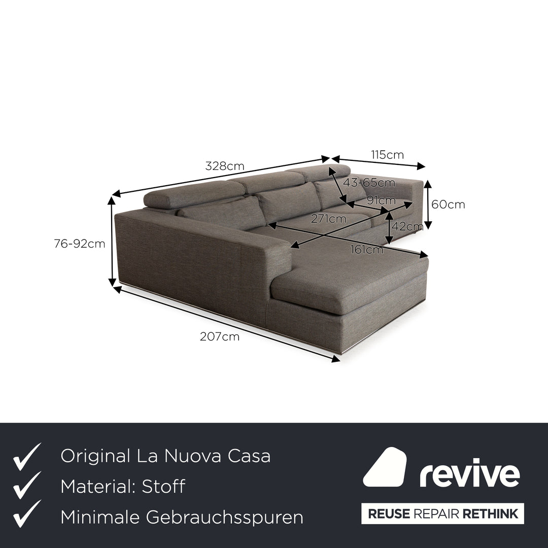 La Nuova Casa Toronto Canapé D'angle En Tissu Recamiere Gauche Gris Canapé Canapé