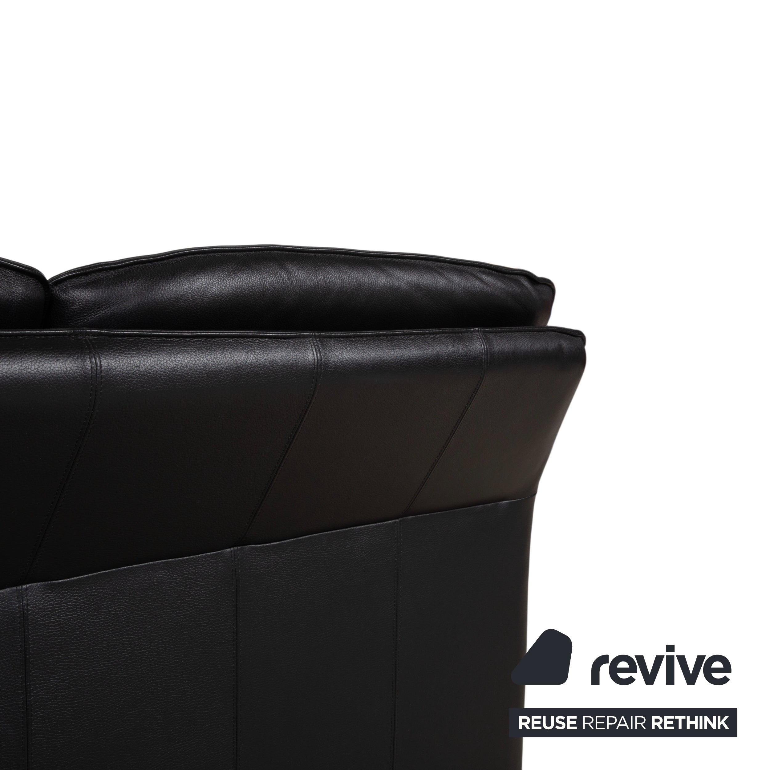 Laauser Atlanta Garnitur Leder Zweisitzer Sessel Schwarz Sofa Couch