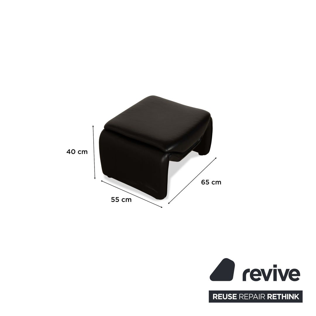 Laauser Atlanta Cuir 1x Canapé 3 places Canapé 2x Fauteuils 1x Tabouret Noir