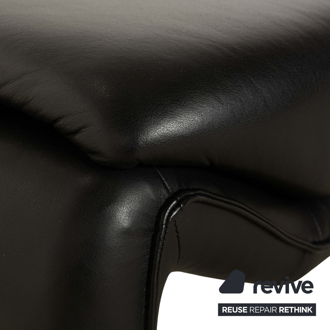Laauser Atlanta Cuir 1x Canapé 3 places Canapé 2x Fauteuils 1x Tabouret Noir