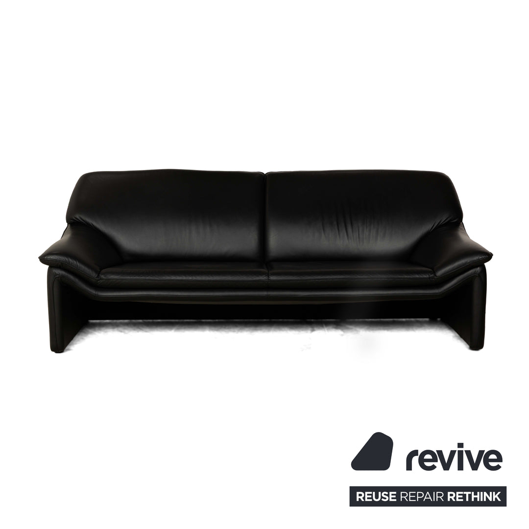 Laauser Atlanta Cuir 1x Canapé 3 places Canapé 2x Fauteuils 1x Tabouret Noir