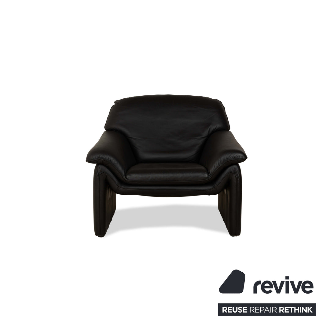 Laauser Atlanta Cuir 1x Canapé 3 places Canapé 2x Fauteuils 1x Tabouret Noir