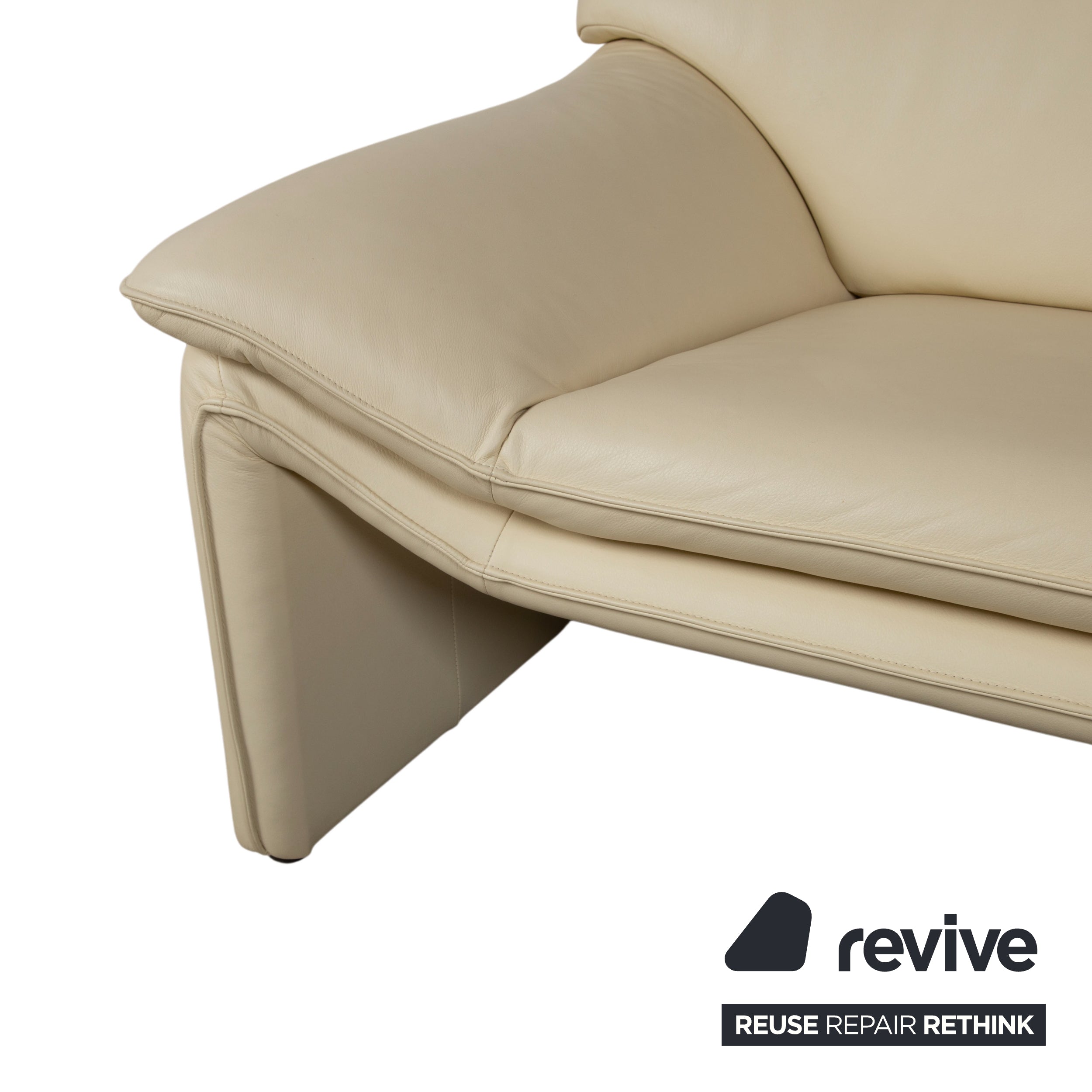 Laauser Atlanta Leder Dreisitzer Beige Creme Sofa Couch
