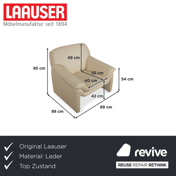 Laauser Atlanta Leder Sessel Beige Creme