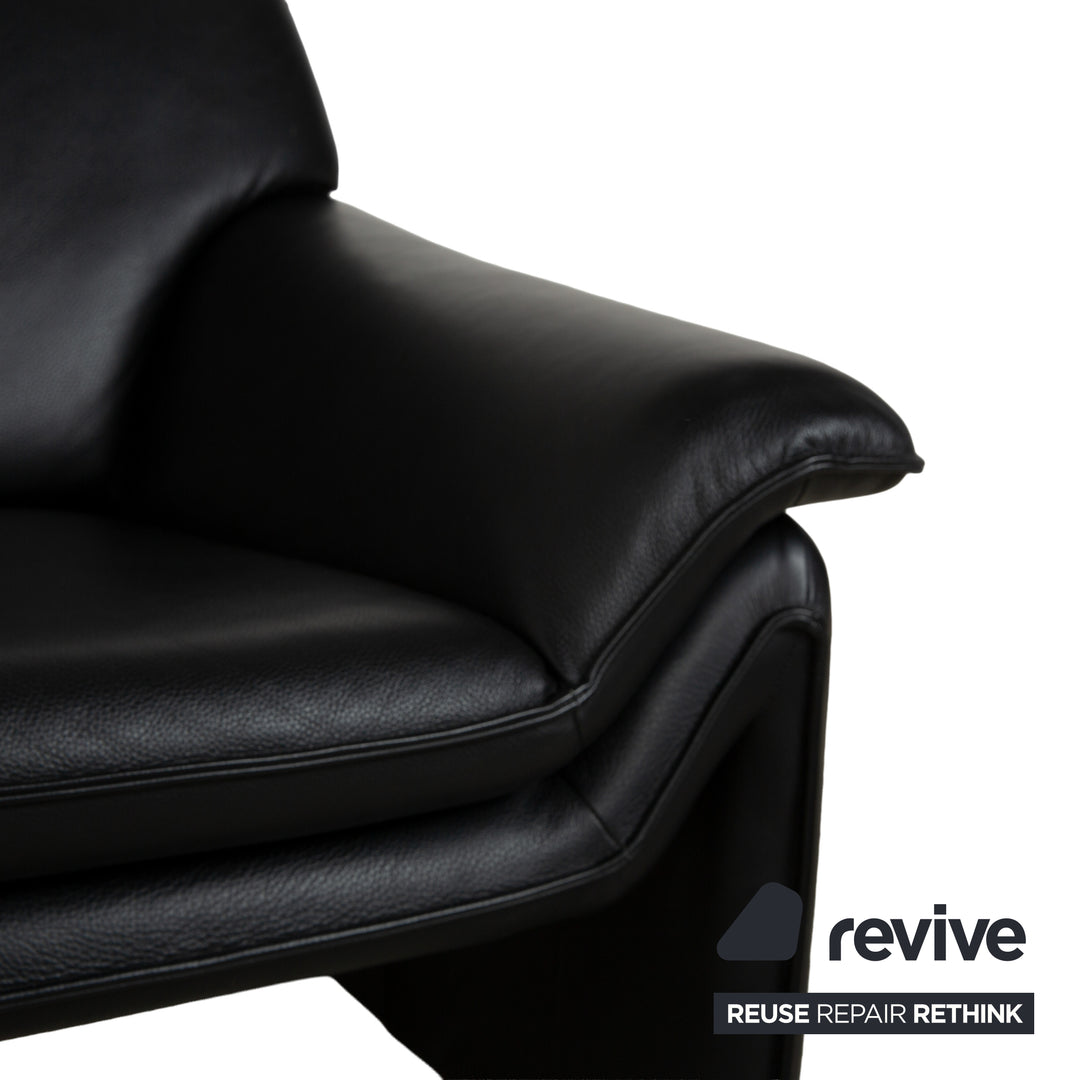 Laauser Atlanta Leather Sofa Set Black Three-Seater Armchair Couch