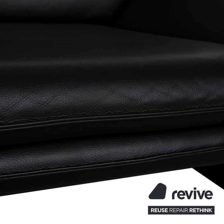 Laauser Atlanta Leather Sofa Set Black Three-Seater Armchair Couch