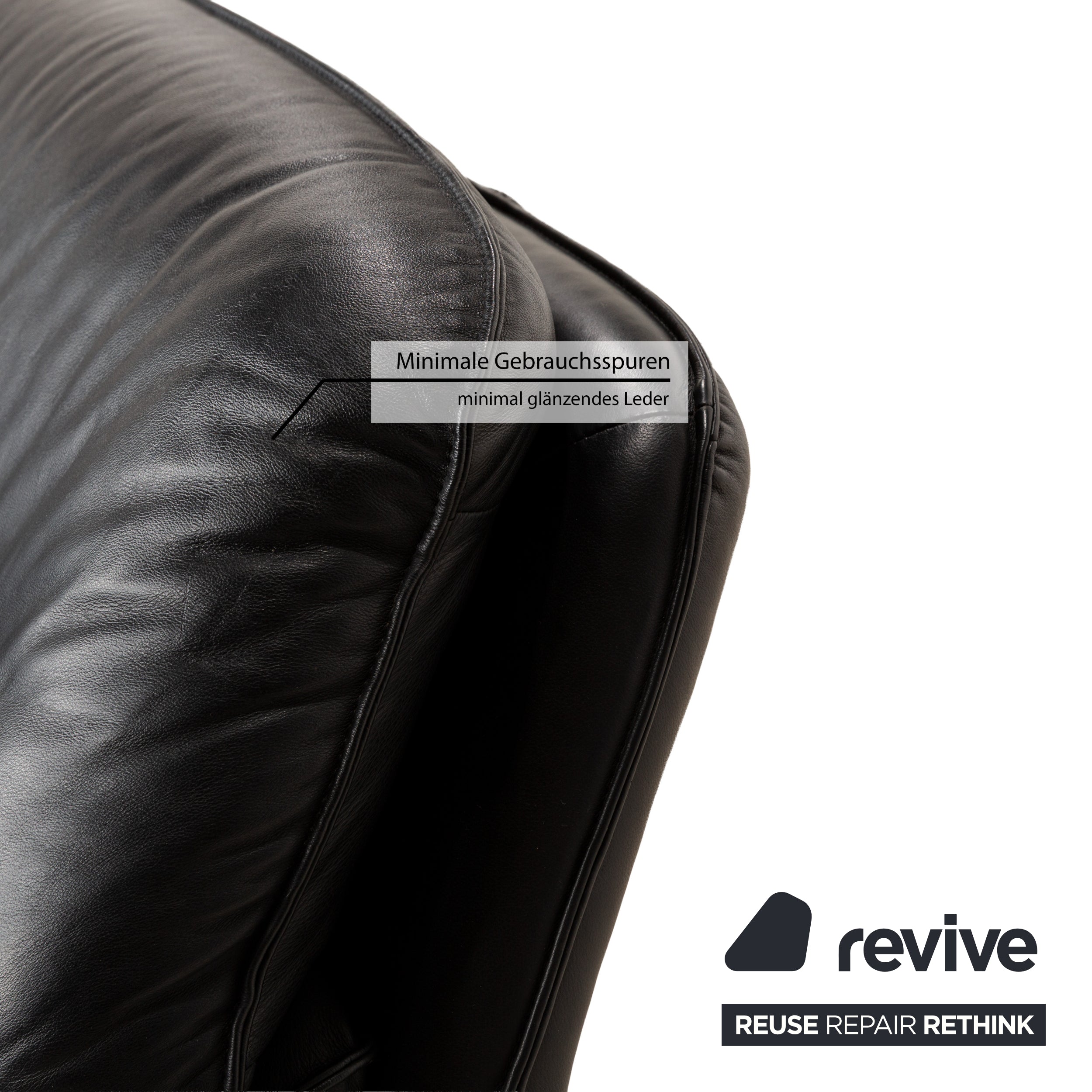 Laauser Atlanta Leder Sofa Schwarz Zweisitzer Couch