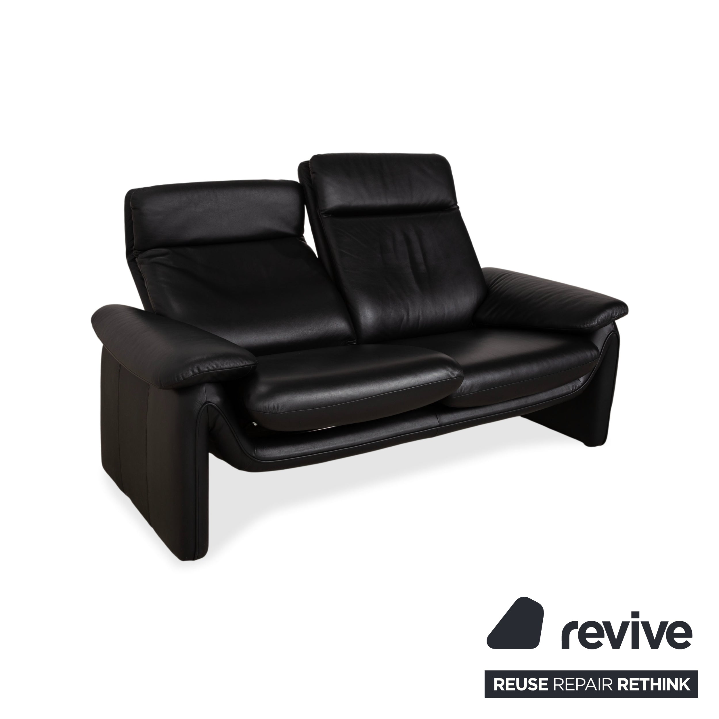 Laauser Atlanta Zweisitzer Leder Sofa Schwarz Couch manuelle Funktion