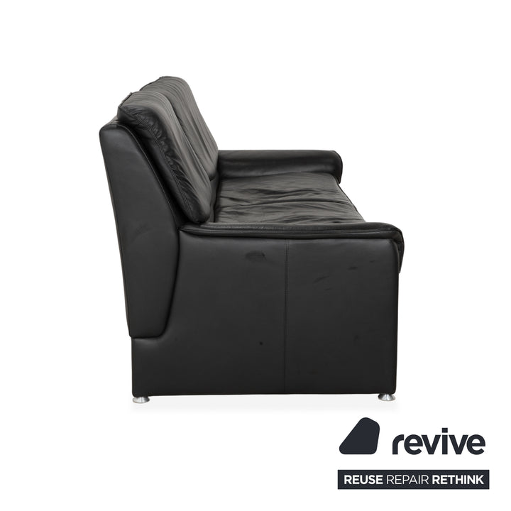 Laauser Carlos Leather Three-Seater Black Manual Function