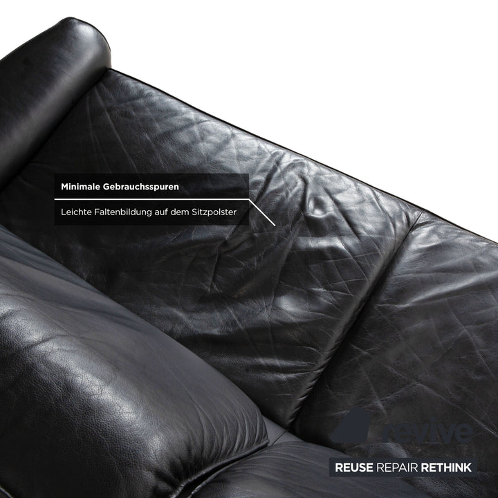 Laauser Carlos Leather Three-Seater Black Manual Function