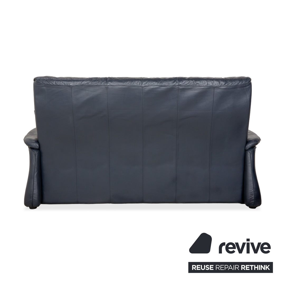 Laauser Leder Dreisitzer Dunkelblau Sofa Couch
