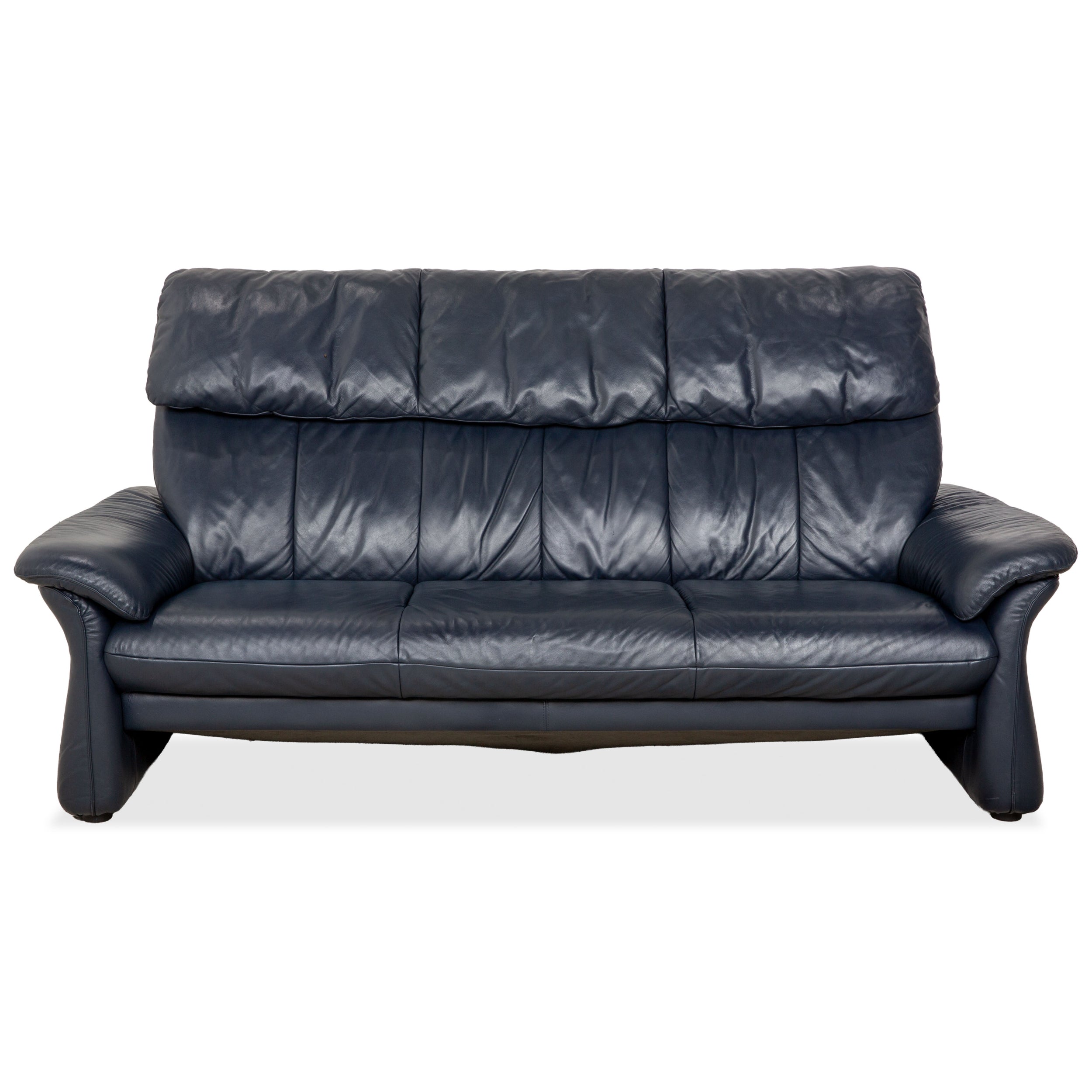 Laauser Leder Dreisitzer Dunkelblau Sofa Couch