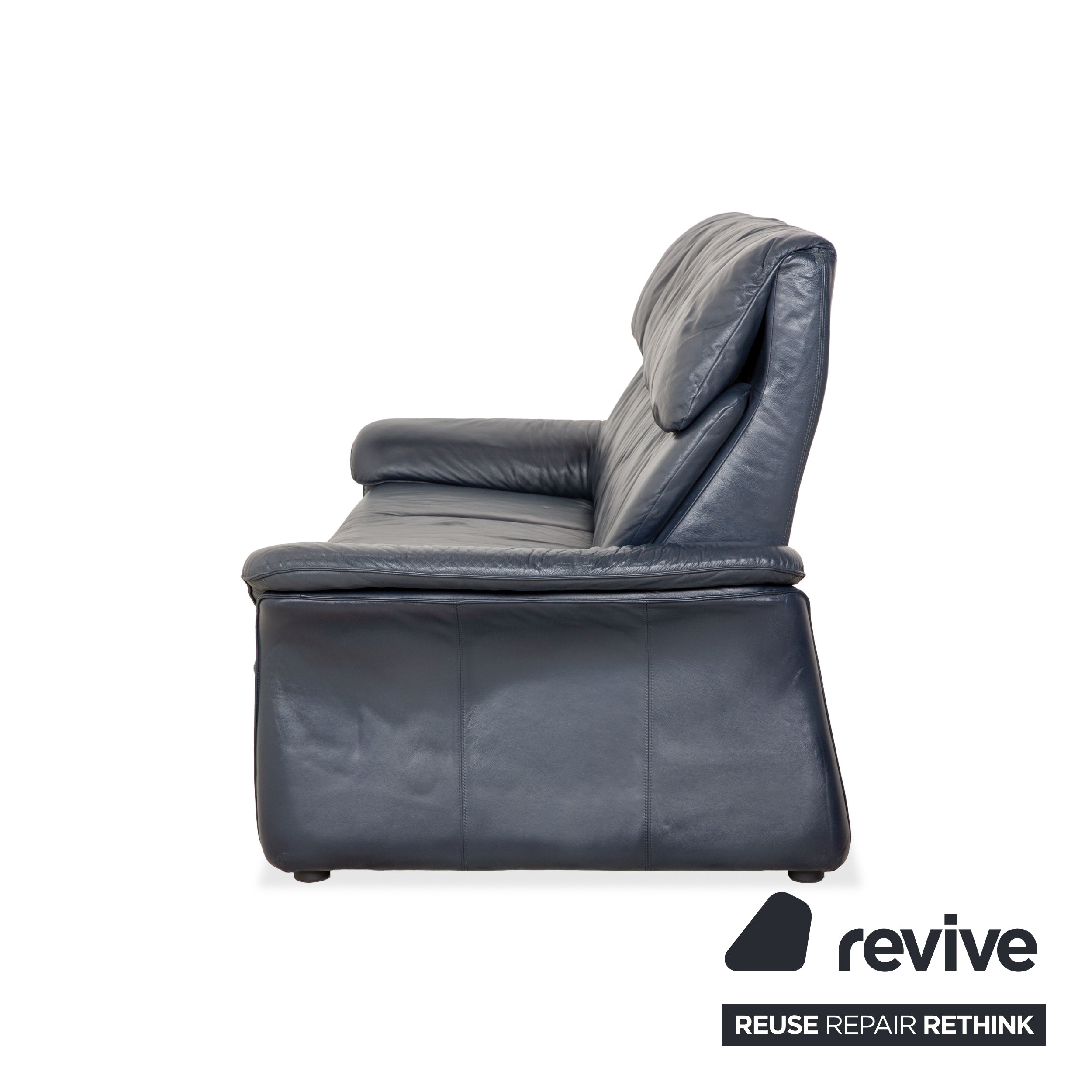 Laauser Leder Dreisitzer Dunkelblau Sofa Couch
