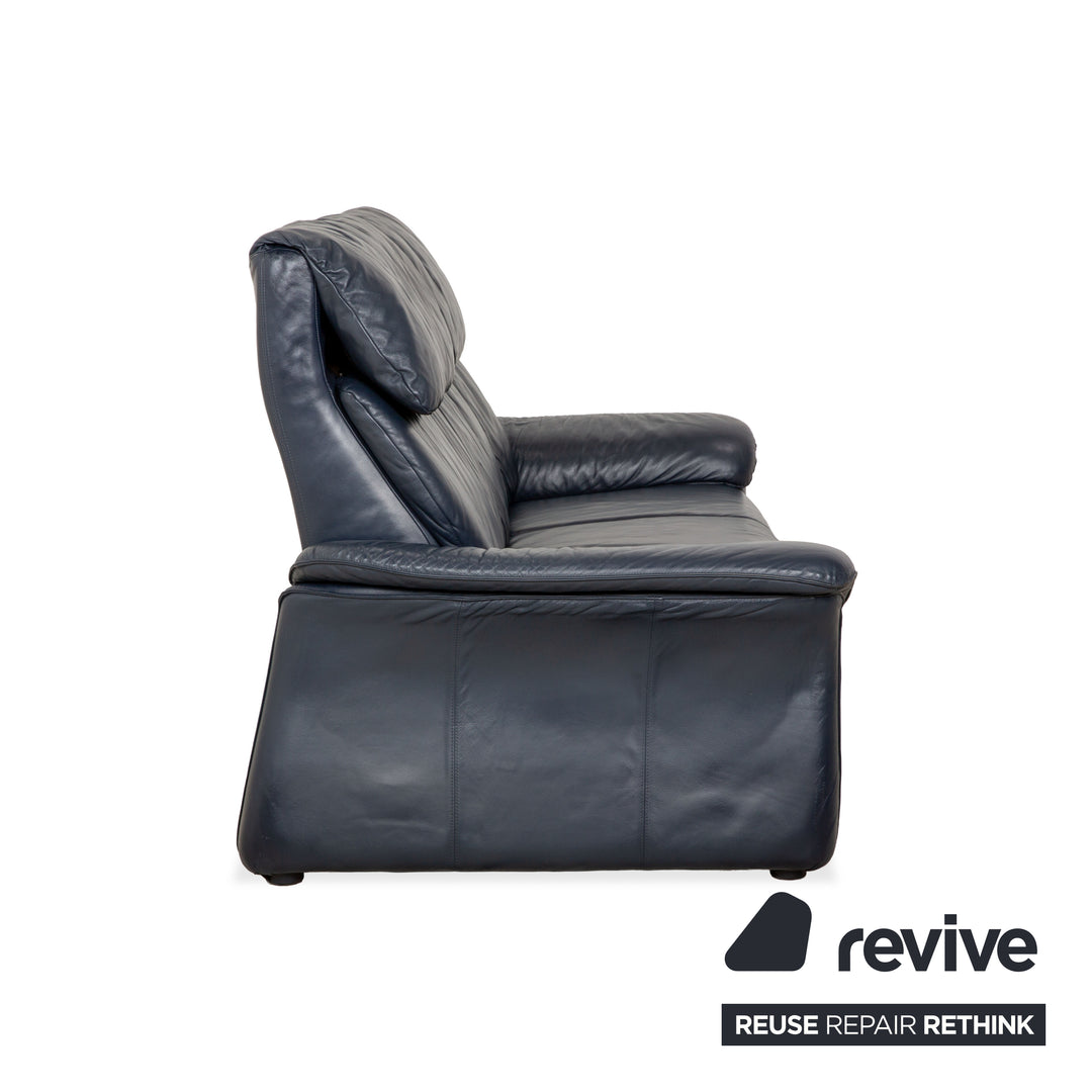 Laauser Leder Dreisitzer Dunkelblau Sofa Couch