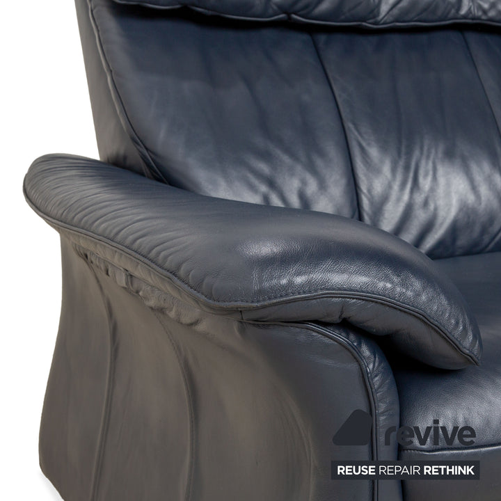 Laauser Leder Dreisitzer Dunkelblau Sofa Couch