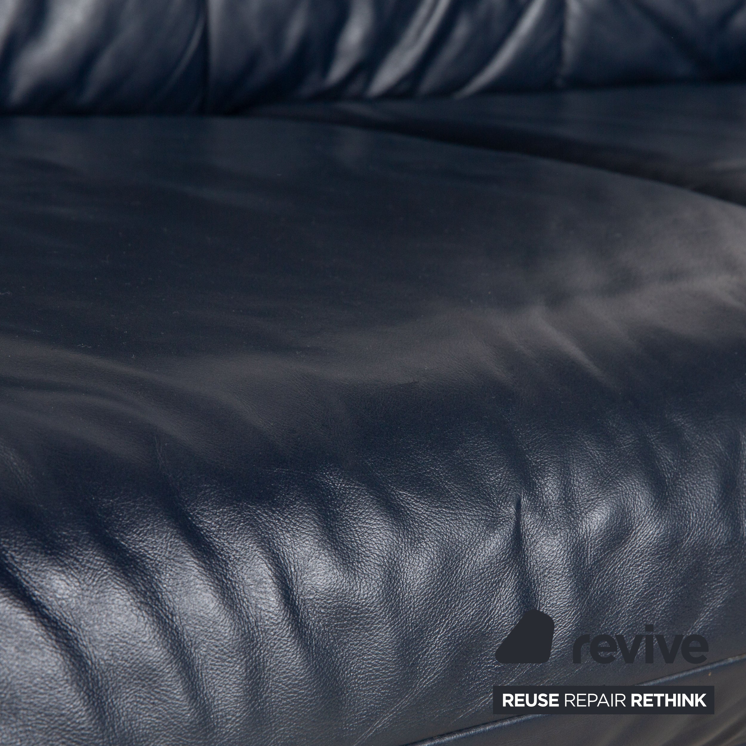 Laauser Leder Dreisitzer Dunkelblau Sofa Couch